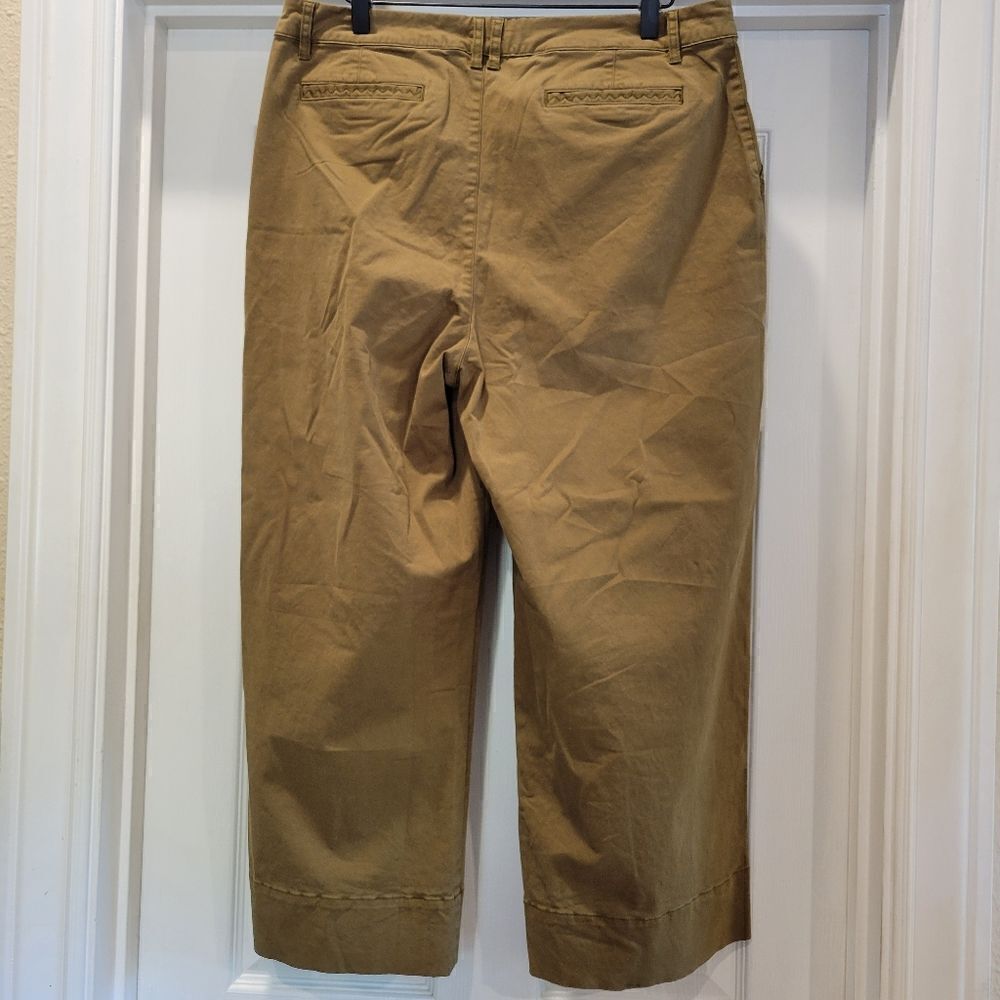 Garnet Hill organic cotton chino wide leg, brown/camel size 14 - Picture 2 of 12